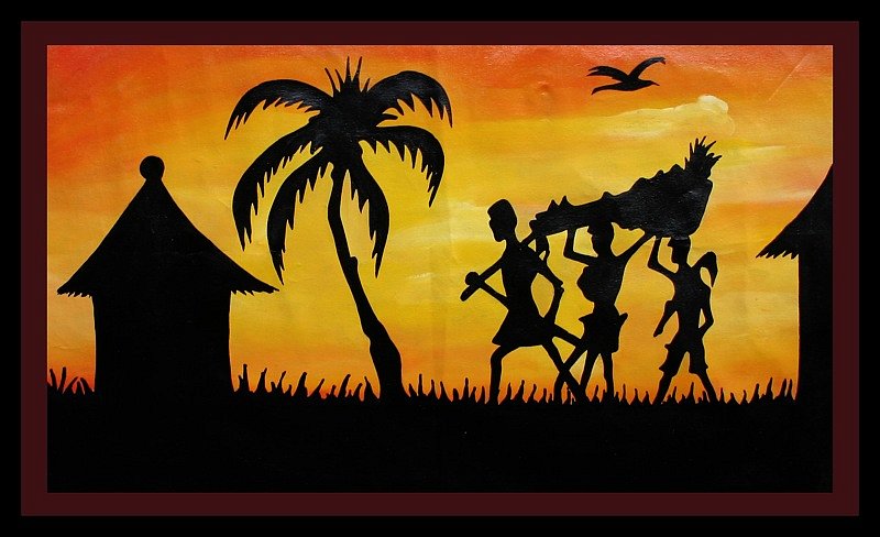 A Silhouetted Village Scene